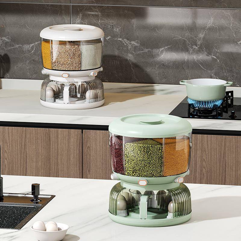 FPS五谷杂粮收纳盒旋蛋转分格米桶双层鸡盒收纳家用密粮封大容量