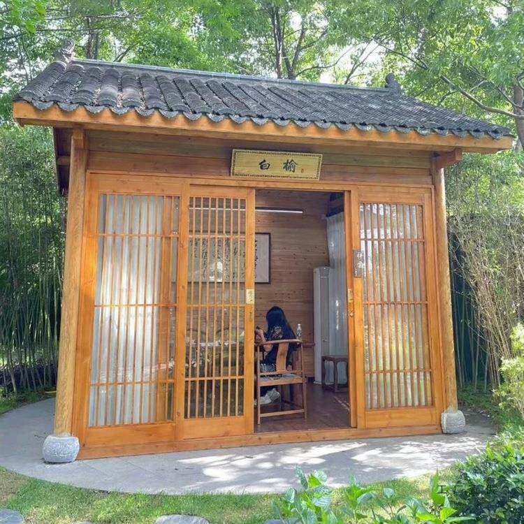 防腐户外木小木屋院草室外茶室造景网屋别墅农庭家乐F98T578H茅木