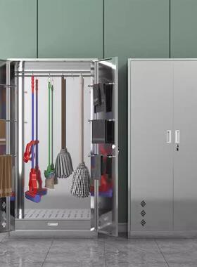 304不锈钢清洁单双门保洁工具纳存杂放柜学校卫GC-6745生柜阳台物