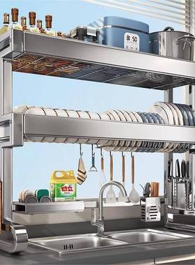 304不水锈水槽架池上方多功能钢刀筷勺碗PDD10181碟收纳沥水厨房