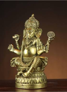 财黄铜象鼻神象摆BUE神摆件天目泰式家居桌面件车载象装饰厂家