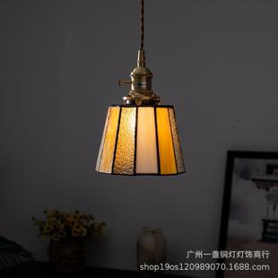 中古玻璃灯吊灯美式复古风床头灯走廊过道店铺装饰灯具阳台小吊灯