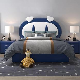 BBM609 1儿童床男孩汽车床轻奢现代实木真皮床青少年单人床男童软