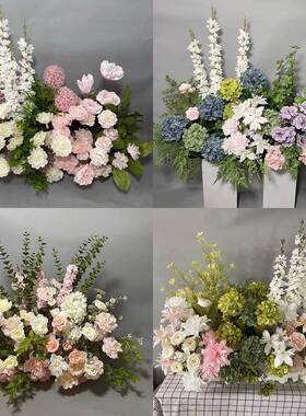 森系婚礼地排花假花插花婚庆仿真花绿色千代兰花排T台路引花迎宾