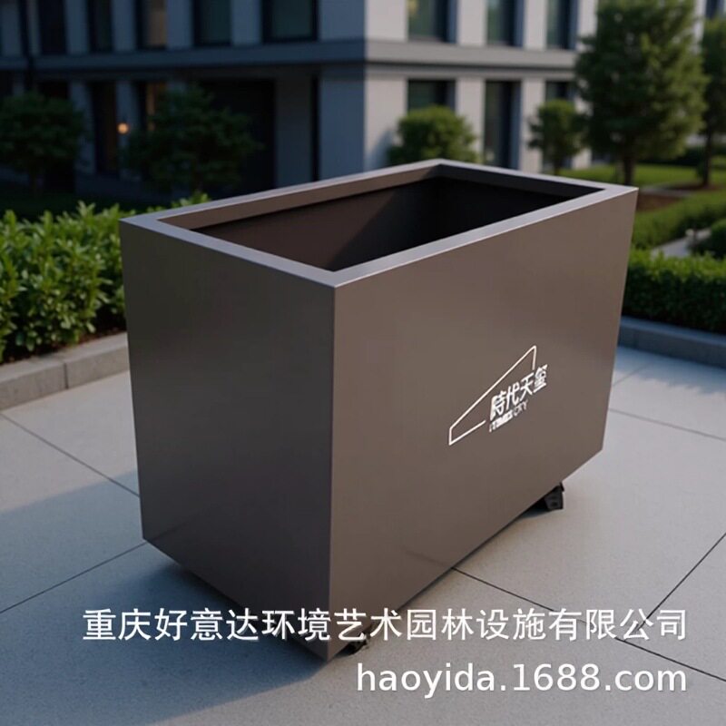 户外组合不锈钢花箱花坛木质花箱市政花架树箱道路立体铁艺花槽