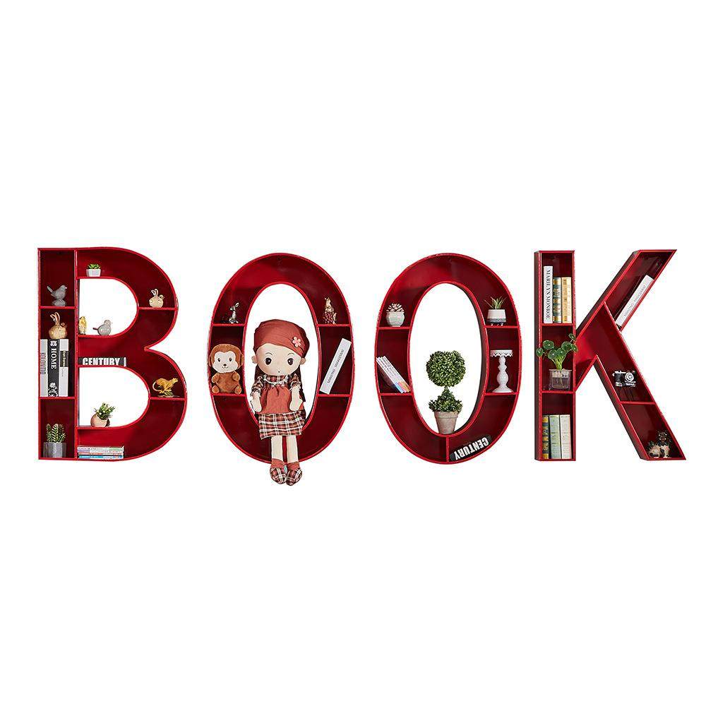 铁艺字母数字儿童书架学校墙上落地置物架展示架英文书柜墙面书柜