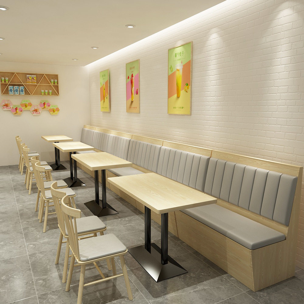 汉堡店桌椅组合火锅快餐饭店实木日料茶楼餐厅卡座沙发商用沙发