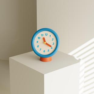 简约时钟创意复古座钟表蓝色卡通钟表客厅家庭卧室装饰桌面摆件