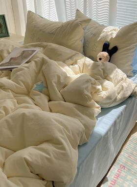 蓝色甜星可爱纯棉水洗棉四件套全棉床单被套床笠款床上用品