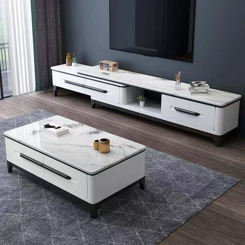 岩板茶几电视柜组合现代简约轻奢小户型客厅电视剧卧室伸缩茶几桌