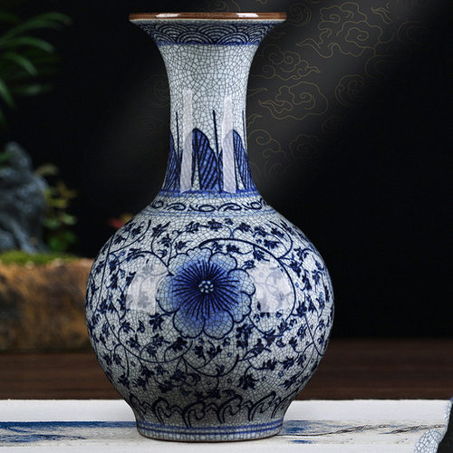 陶瓷青花瓷花瓶新中式仿古水培插花陶瓷花瓶家居玄关装饰品摆件