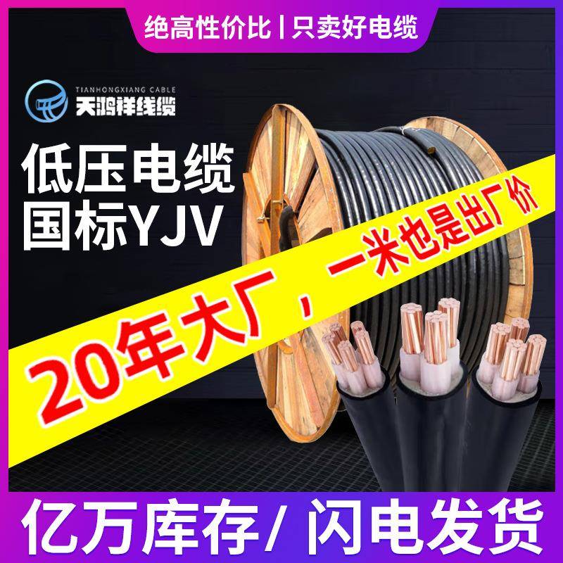 供应防水低压电缆线现货纯铜芯电力电缆YJV4*50+1*25电缆线