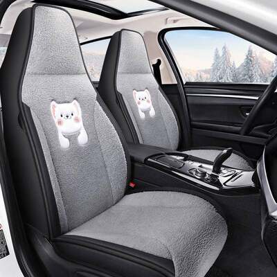 24年新款卡通毛绒保暖冬季汽车坐垫通用分|连体头座椅套座垫