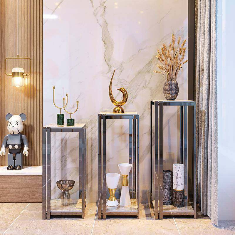 UG73轻奢岩板花架不锈钢客厅室内装饰摆件落地式酒店花盆置物架免,农用物资,其他肥料,淘宝优惠券,粉丝福利购,淘宝优惠卷