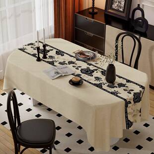 法式复古桌布免洗防水防油防烫椭圆形高级感西餐桌布轻奢茶几桌垫