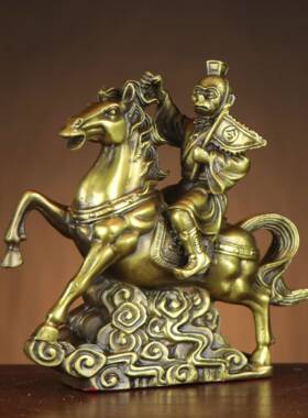 黄铜马侯封摆件马上猴拿印猴生室肖家里上客厅JQG书房办公小号装