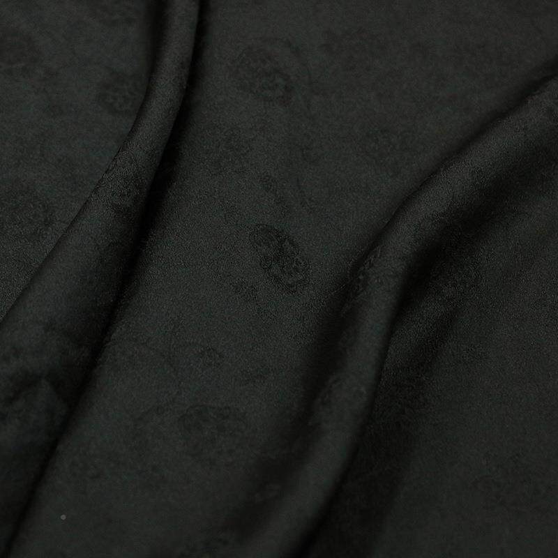【双LRU面黑】中重绉料服莨绸真丝提花缎布料非遗香云纱新式装老