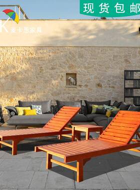 白色酒泳池休民椅闲躺椅宿户外躺65947床店实木午休躺床阳台沙滩