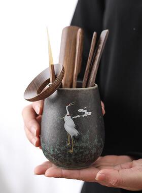 日式窑变焕茶道彩六君鸡翅实木木整套茶道陶75067瓷子功夫茶道零