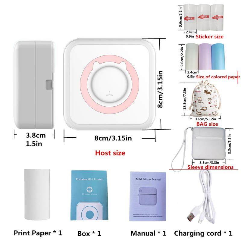 勋A尘I错题标签打印超清小你手账机照片打印机喵喵作C19蓝色业整