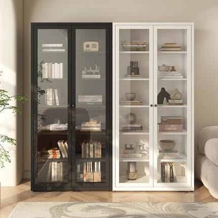 钢制书柜铁收纳柜柜玻璃门艺家用ZY-书柜0储物柜展示儿童置物架柜