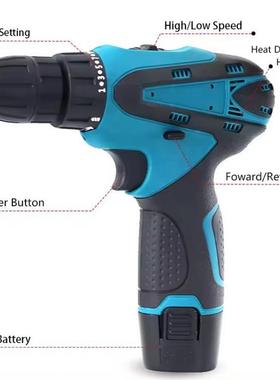 速12v双手电钻充电螺式动丝刀电工具微型冲击钻XBU家用锂电钻手枪