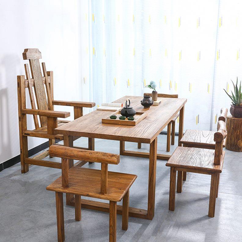 老全台榆木原木台茶桌书桌实木UMY复古餐桌民宿家用阳茶客厅书桌