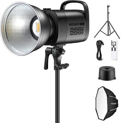 纽尔CB6060W常亮LED影视灯视频直播补光灯65cm八角柔光箱2米灯架