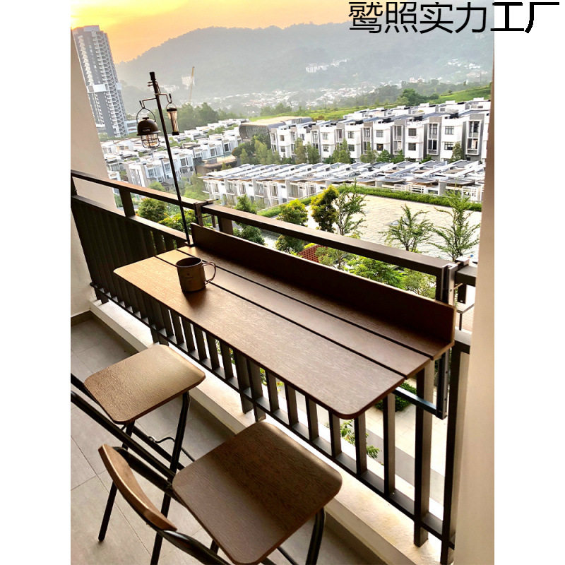 阳台栏杆悬挂吧台桌小户型家用吧台电脑桌可折叠书桌椅