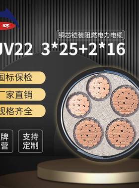 天环低压铠装电缆ZRC-YJV223*25+2*16平方铜芯电缆