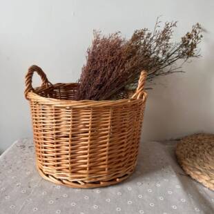 柳编收纳筐小号脏衣篓杂物篓脏衣服收纳篓玩具收纳饰物收纳田园风