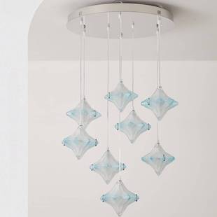 法式奶油风客厅大厅主灯复式挑空楼梯灯中古风创意星星餐厅吊灯