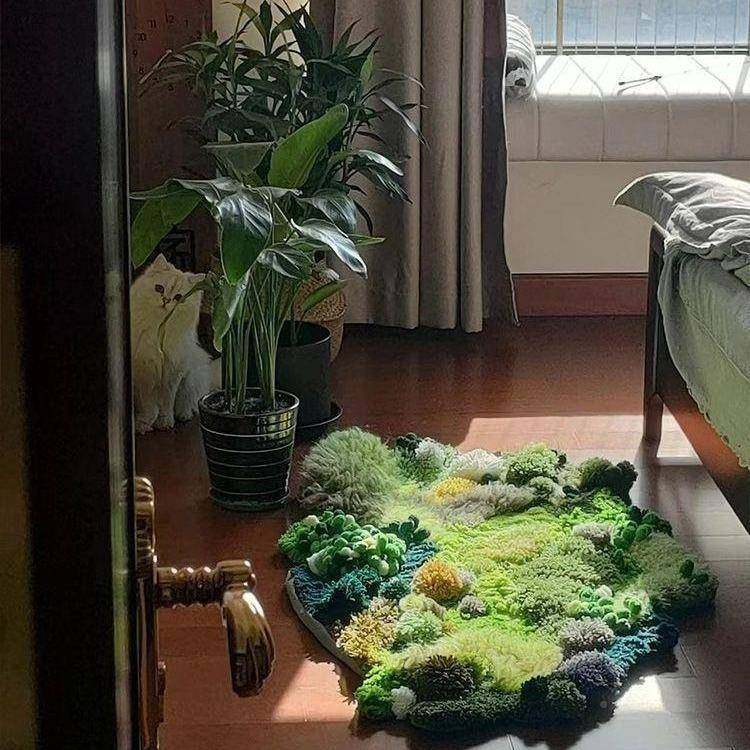 苔藓地毯编织QXViy材料解闷手工d织成品自包制小众编居家摆件毯子,纺织面料/辅料/配套,纱线,淘宝优惠券,粉丝福利购,淘宝优惠卷