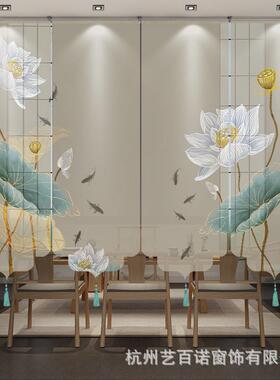 新中式断帘半纱透帘客厅卧室隔升降电动民宿YBN-0989窗茶室书房客