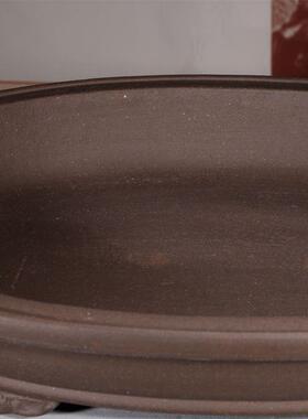 上孔水石AUC紫砂盆浅盆特大号椭圆形无假山吸水石盆景花盆有盆孔