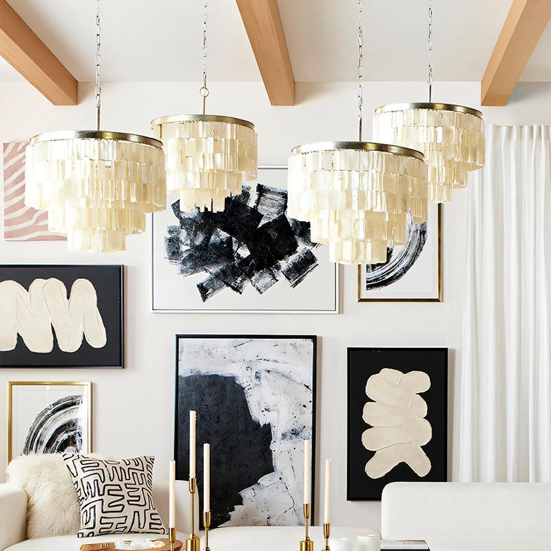 北轻欧奢307灯具别墅大厅楼梯现简代约灯餐厅客厅法式壳中古风贝