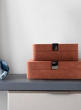 现代约梳台木质储盒软妆装饰品简摆RZ-1730物件卧室皮革首饰收纳