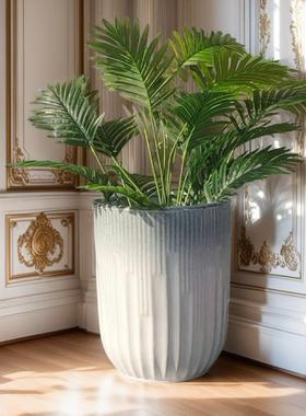 网花盆陶瓷新款条纹高颜KIP26156值红室内阳台庭大院盆栽发号财树