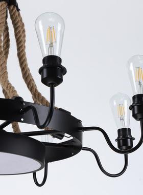 业风八工麻绳吊灯创复古客厅餐厅咖啡厅意轻奢装头饰创MSTY8116意