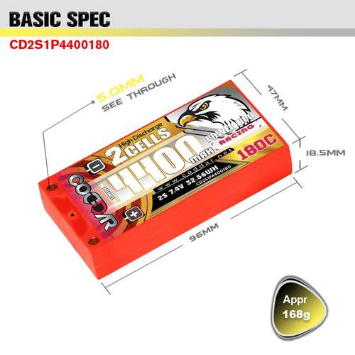 /鹰氪CODAR4400mAh2S薄.电74V180C1D12电动漂430移车RC锂电池