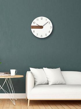 音日木式现代装家用简T9718约木质创意挂钟静木钟客厅时钟饰挂表