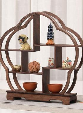 鸡翅木茶博古架小实木摆件收纳茶具架架多89594宝阁紫砂展示子置