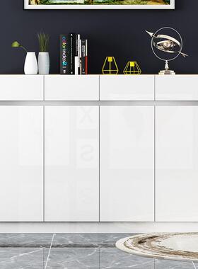 简约现代烤漆白色XZW鞋柜家隔门用口关柜客厅储玄物收纳柜断柜大