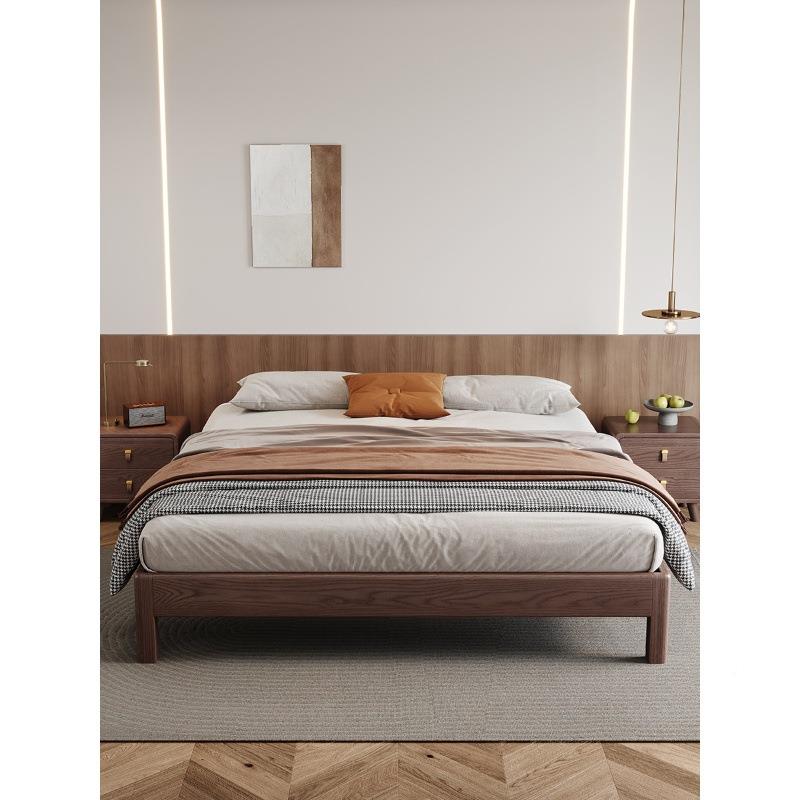 端木赐BL-8003香现简约白蜡木全实木无床代头床欧胡桃色卧室床北