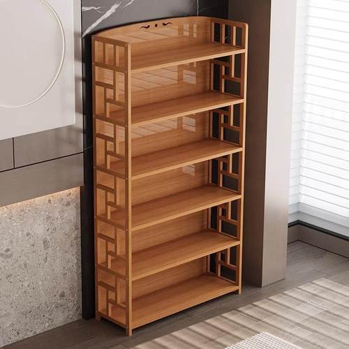 简易书架置阅物架FIM落地书柜架实木家儿童学生用读架竹多层储物