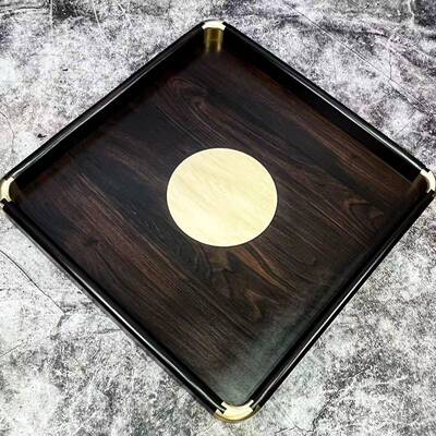 紫937光檀托托盘正方形盘实木托盘茶盘文紫盘承盘盘光檀果盘