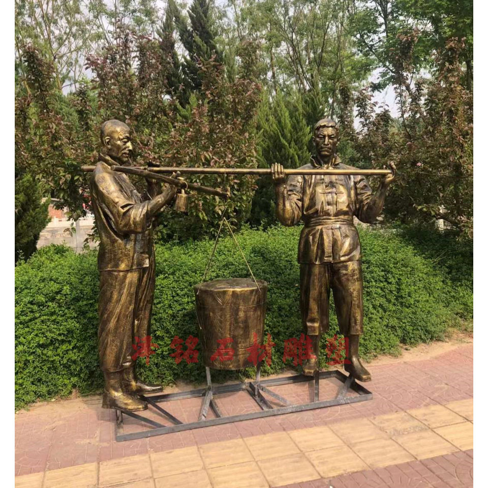 铸铜民俗人物雕塑古代当铺掌柜称粮食景观小品铜像户外景区摆件