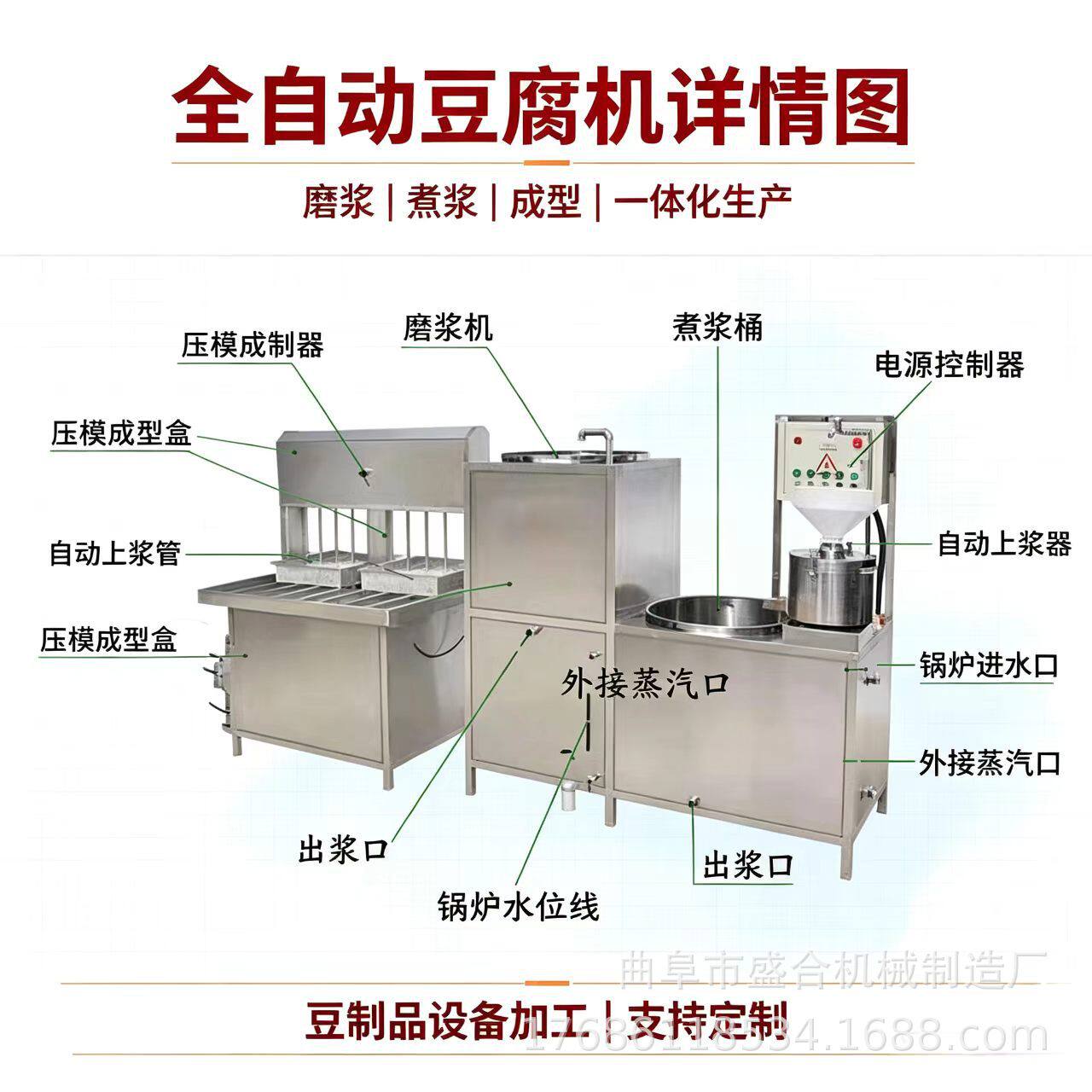 小型豆腐压制成型一体机全自动做豆腐机器豆制品生产设备厂家