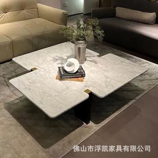 轻奢意大利米洛提设计师天然奢石茶几客厅现代别墅异形茶几