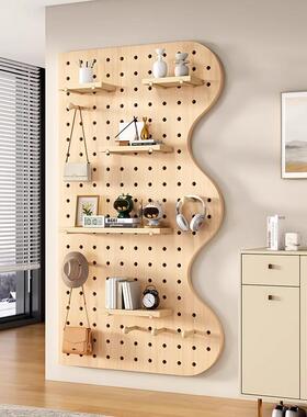 定作实木洞洞板板上装饰隔板墙置物架书景桌UZW背墙展示架收纳挂